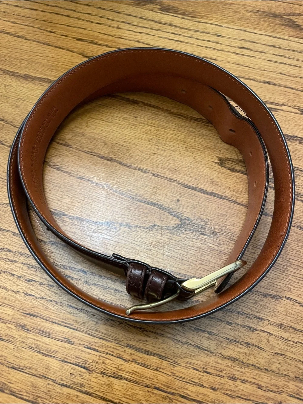 Men's Coach Brown Leather Belt with Solid Brass Buckle 36”